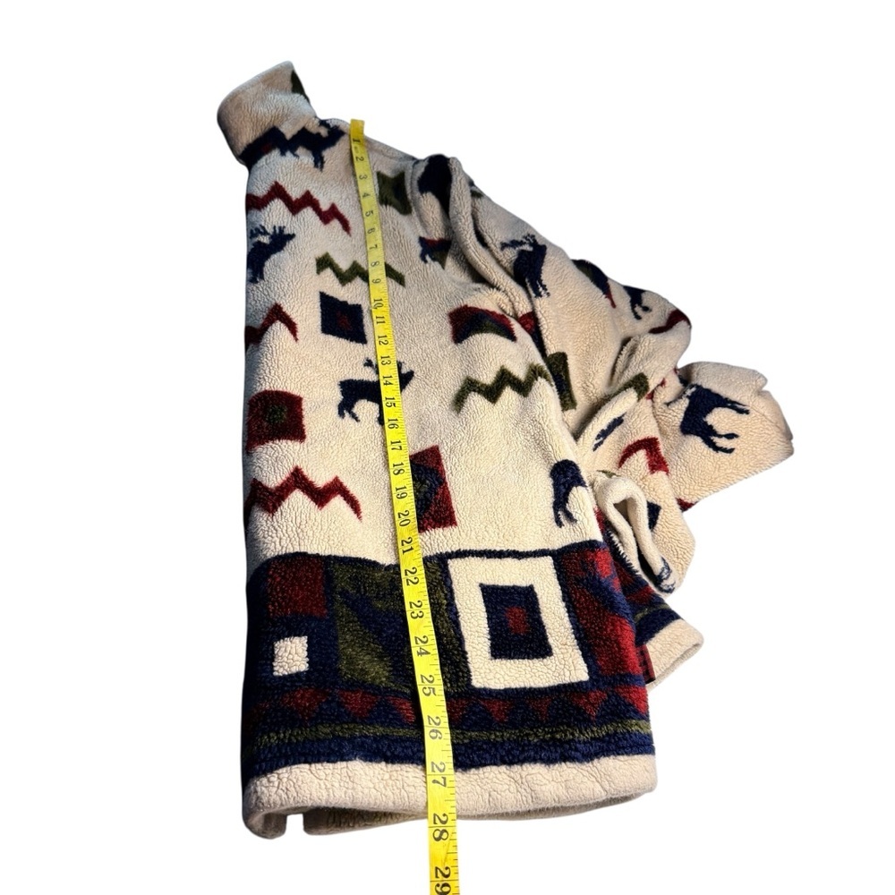 Woolrich VTG Fleece Zip-Up Jacket Moose Size M Outdoor Camp Sherpa Wildlife - Picture 8 of 13